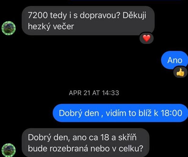 Продаж шафи за 7200 Kč
