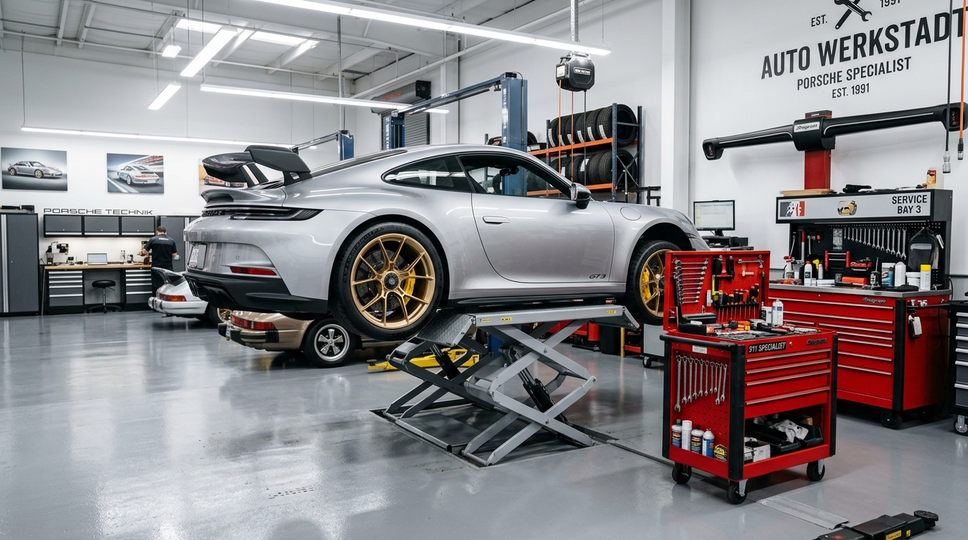 Porsche 911 GT3 en elevador Maverick